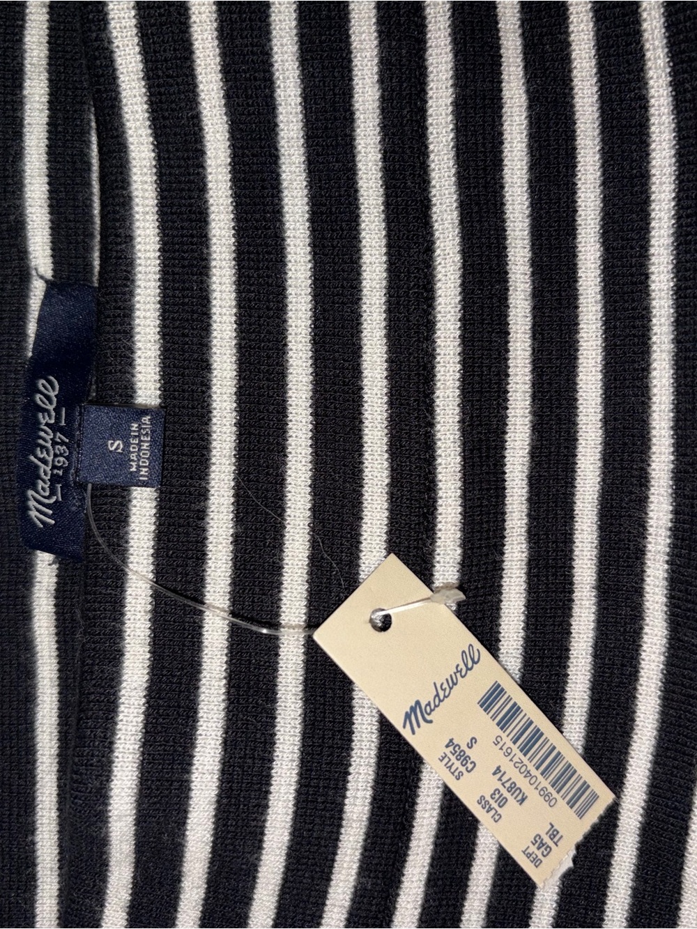 Madewell Black and White Striped pencil skirt